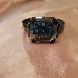 Black patten leather watch